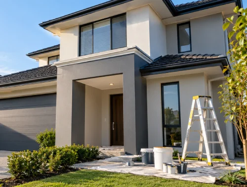 Exterior house painting for weather-exposed building surfaces